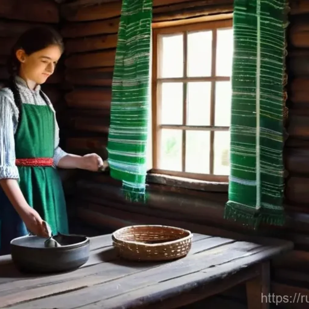 농촌관광지도사와 농촌 브랜드 개발 - **Prompt Title: Village Weaver's Apprentice**
**Prompt:** A picturesque scene inside a rustic ye...