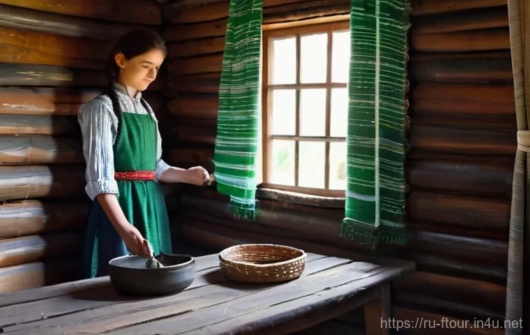 농촌관광지도사와 농촌 브랜드 개발 - **Prompt Title: Village Weaver's Apprentice**
**Prompt:** A picturesque scene inside a rustic ye...