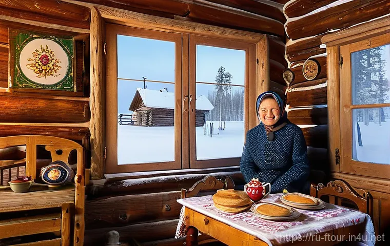 농촌관광지도사 온라인 강의 - **Prompt 1: Authentic Russian Rural Hospitality**
    A cozy, warm interior scene inside a tradition...