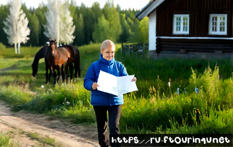 Home 17 농촌관광지도사 관련 직업 - Photorealistic rural tourism guide in a traditional Russian countryside village, warmly dressed loca...